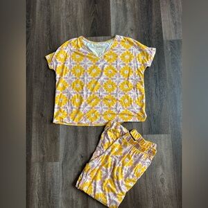 AnyBody Yellow and Pink Floral Top